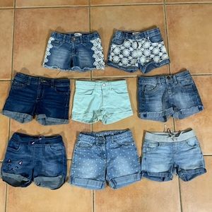 Girls Jean Shorts Denim Overalls Lot Bundle Justice H&M Cat & Jack Lei Old Navy